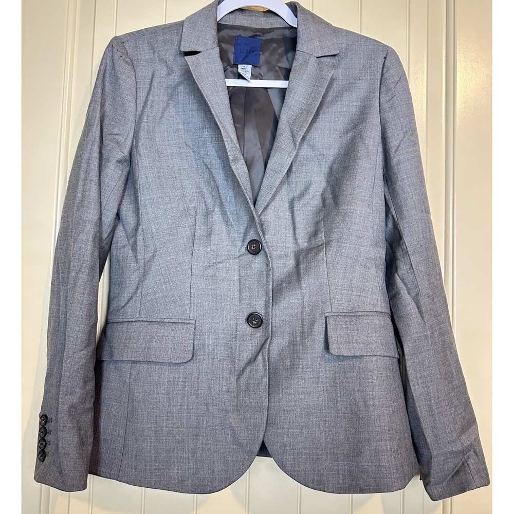 J.Crew Super 120's Blazer Women's 6 Gray Wool 2 Button Corpcore Classic Preppy